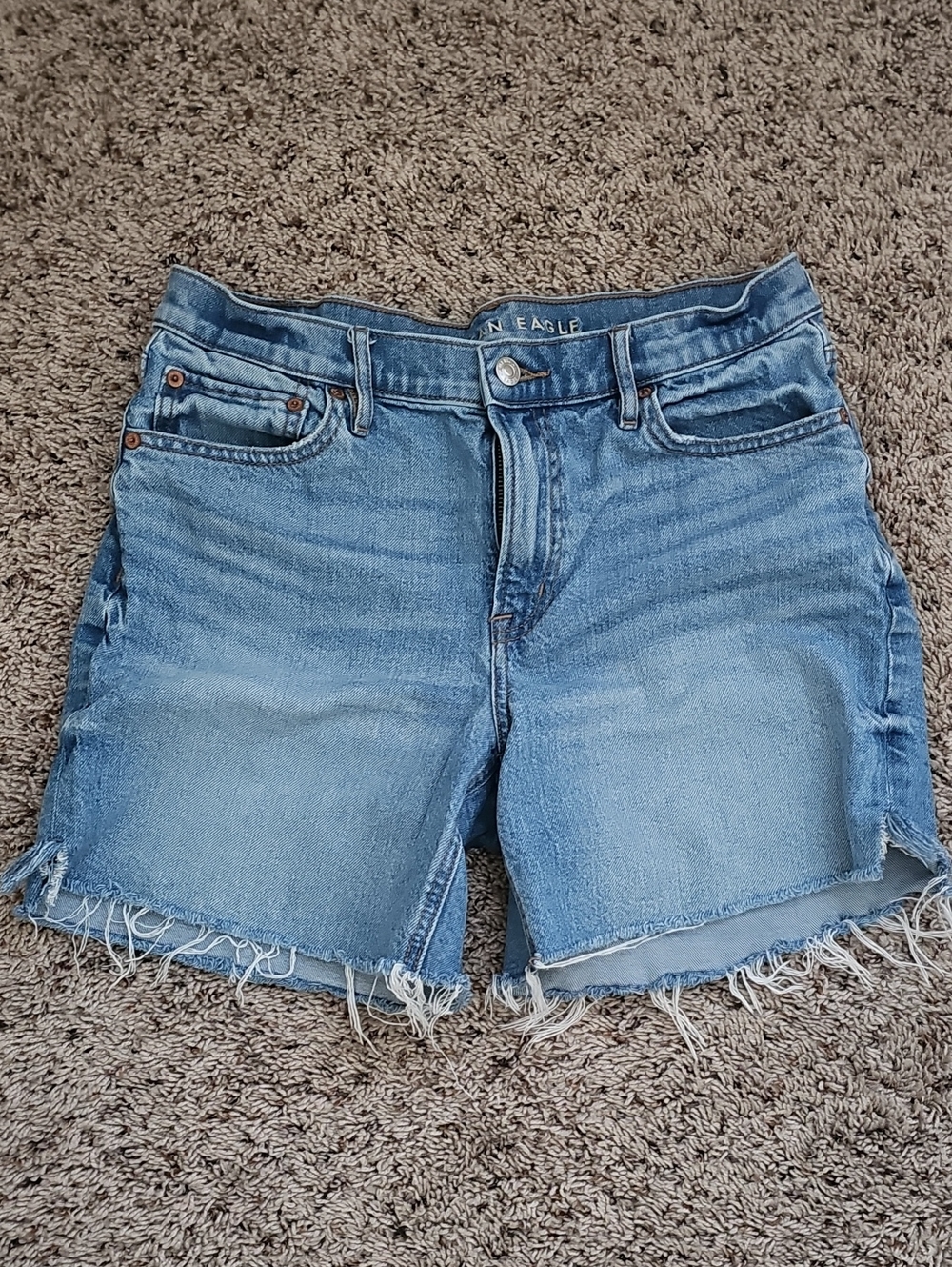 American Eagle Outfitters Light Wash Frayed Hem Denim Shorts